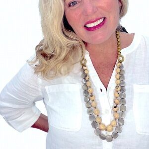 TAGUA Necklace Artisan Handmade Tagua colorful unique statement jewelry boho nwt